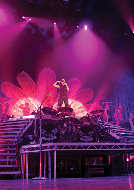 Terälehdet
Pink pomppii lavalle, show on juuri alkanut, Helsinki 2006.
Avainsanat: Pink P!nk kukka terälehdet alku alkaa show koroke portaat ylhäällä varjo